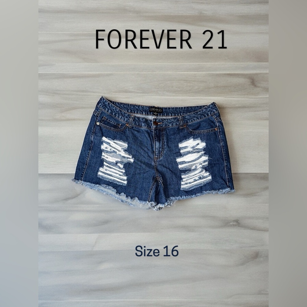 Forever 21 - 16 Blue Ripped Jean Shorts